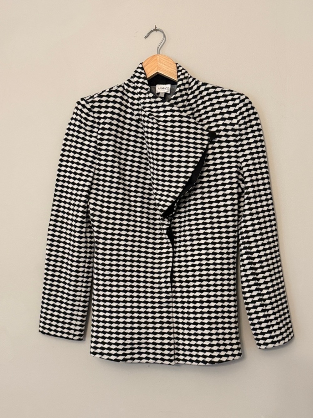 ARMANI COLLEZIONI Vintage Black & White Classic Wool Blend Blazer Size 4